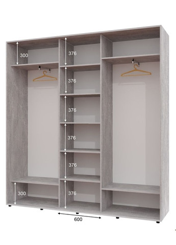 Шафа-купе тридверна 230*45*230 см Індастріал 3 двері ДСП ШК-04 Алекса (360474073)