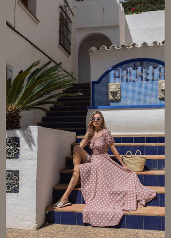 Пудрова повсякденний, вечірня, кежуал жіноча сукня з відкритими плечима Style Point з квітковим принтом