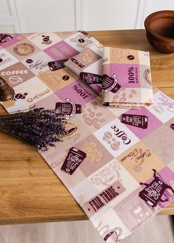 Полотенца вафельные "Эспресо" 75х35 см (комплект 4шт) Homedec рисунок комбинированный