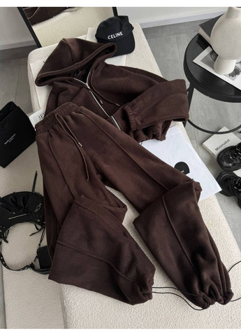 Жіночий флісовий костюм: худі на блискавці та штани із затяжками MonCher (365062094)