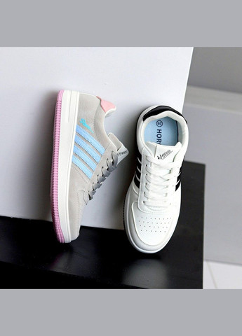 Білі шкіряні жіночі кросівки, весняні яскраві натуральні кросвки на стильній підошві, купити недорого Horoso сірі (366704390)