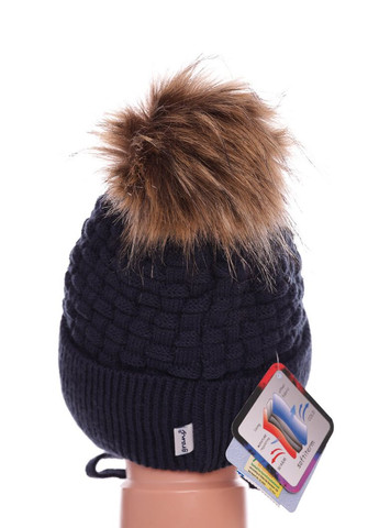 Шапка+шарф для хлопчика в'язка термоутеплювач на флісі Super Boy темно-синя 6м+ (50678) BABYKROHA (317042789)