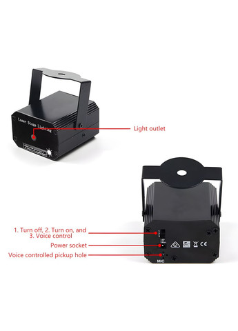 Перезаряжаемый лазерный мини диско-светильник со звездами проектор декоративный No Brand (327400459)