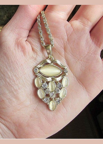 Ювелирная позолоченная подвеска кулон на цепи с лунным камнем, 1541 Fashion Jewelry (336950597)