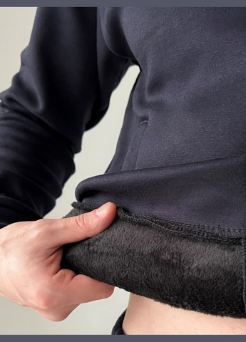 Темно-синий демисезонный костюм трикотаж на мехе премиум материал No Brand