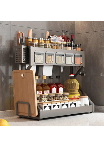 Кухонна полиця стійка підставка тримач для кухонних приладів приладдя з відсіками для спецій 55х21х43 см (480915-Prob) Unbranded (347729771)