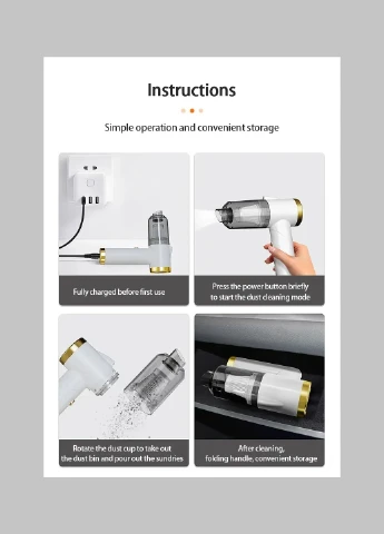 Складной пылесос в авто с аккумулятором Q8 (USB 5V-8.4V) No Brand (388106132)