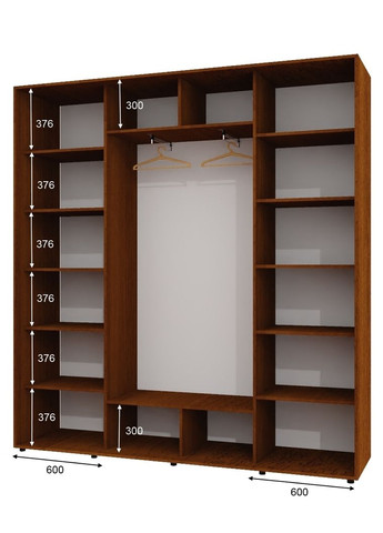 Шафа-купе тридверна 230*45*250 Горіх лісовий Дзеркало з піскострумним малюнком ШК-05 Алекса (360458291)