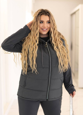 Женский костюм-тройка: свитшот, брюки и жилет из плащевки на силиконе Україна (323196803)