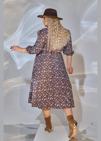 Бежевое женское свободное платье из софта цвет мокко р.50/52 449678 New Trend