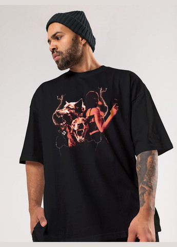 Черная мужская футболка оверсайз urban черная высокая плотность с длинным рукавом Mishe