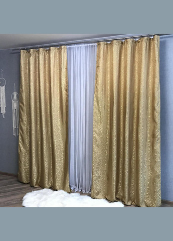 Однотонные мраморные шторы жаккард 2шт Золотистый 2x100x270 см (П1Е101108-4) No Brand (306633237)