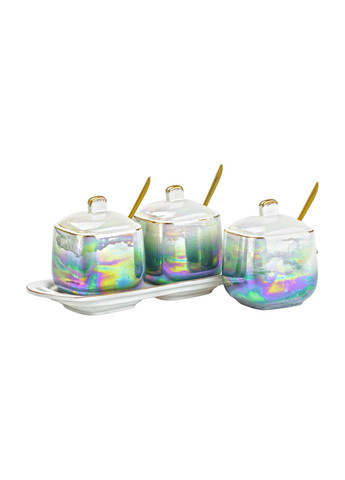 Набор банок для специй по 300 мл с крышками и ложками 3 штуки, радужный TS Kitchen (328603416)