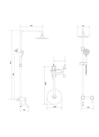 Душевая система EKO16A01, поворотный излив - переключатель на лейку/душ, нержавеющая сталь Wezer (275335754)