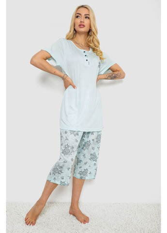 М'ятна всесезон піжама жіноча з принтом,, 243r6788 Stil Moda