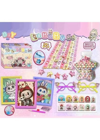 Алмазна мозаїка "Labubu / Лабубу", 13,5х18 см, окуляри, стрічки для орігамі, в коробці, ВИДАЄТЬСЯ ТІЛЬКИ МІКС ВИДІВ MIC (372823203)
