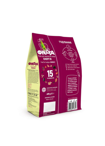 Корм Фиеста Энергия для волнистых попугаев, 600 г Природа (365593141)