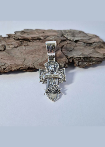 Срібний великий хрест прямий кулон Козак Характерник срібло 925 проби чорнене 3009ч 13.50г No Brand (306742975)