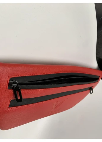 Бананка-сумка из кожзаменителя красная Louis Vuitton # - (395666242)