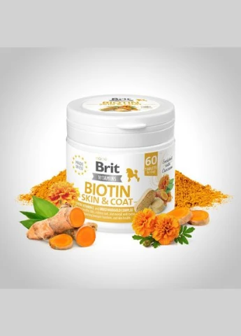 Вітаміни для собак Brit Vitamins Biotin Skin & Coat Care для шкіри та шерсті 60 таблеток (*) Brit Care (322590163)