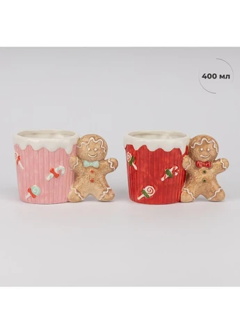 Набор чашек из 2-х штук Имбирный пряник 400 мл 16037-006 керамика No Brand (364191569)