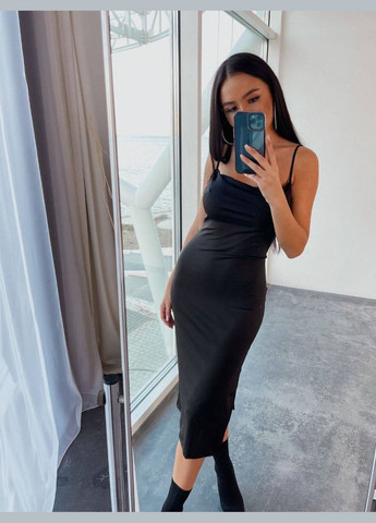 Чорна святковий, коктейльна, ділова, карнавальний, повсякденний, відвертий, вечірня жіноча сукня обтягуюча на бретельках силуетна No Brand