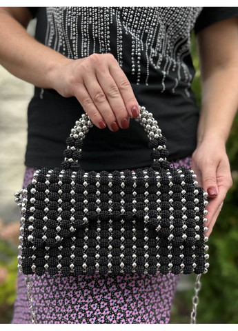Жіноча сумка з намистин ручної роботи з ланцюжком SUPERSTAR чорна No Brand (362136988)