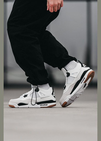 Белые всесезонные кроссовки мужские и женские nike air jordan 4 retro white | найк аир джордан 4 белые No Brand