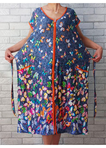 Женский халат на молнии без рукава батал с карманами No Brand (356515717)