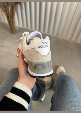 Кроссовки женские New balance 574 grey white No Brand бежевые демисезоны (330104739)