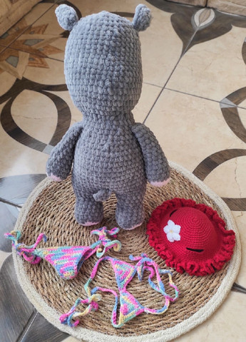 В'язаний бегимотик, м'яка іграшка, декор для дому, подарунок Handmade (301221498)