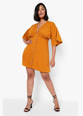 Горчичное повседневный платье Boohoo однотонное