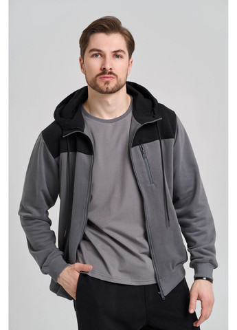 Спортивный костюм мужской ТРОЙКА весна осень HW CLUB с кофтой на замке + футболка серый черный Handy Wear (293275160)