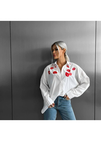 Белая вечерний рубашка однотонная DK/DL Мода без кордонів