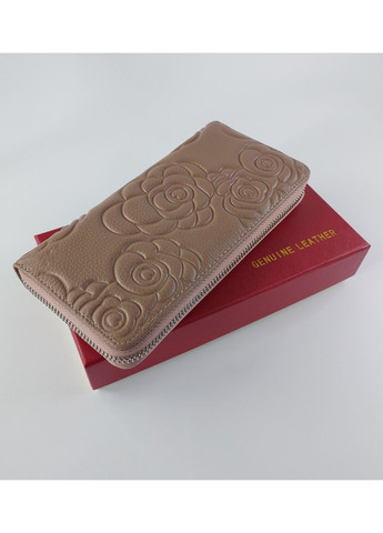 Женский кошелек большой горизонтальный на полную купюру на змейке из натуральной кожи черный No Brand (335821270)