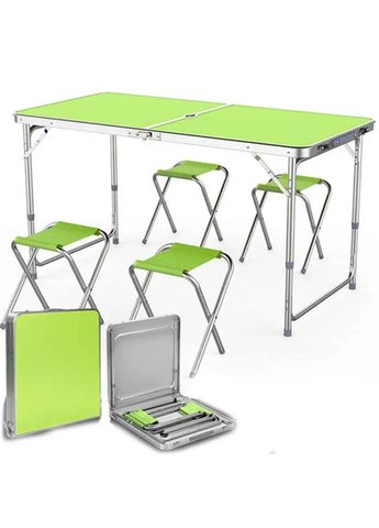 Складной стол для пикника + 4 стульчика Зеленый No Brand (294721481)