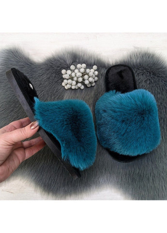 Бирюзовые тапочки женские меховые Lion
