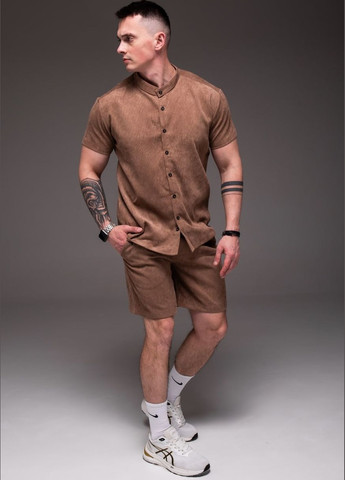 Бежевый демисезонный костюм рубашка + шорты вельвет хлопок 100% No Brand