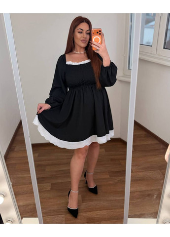 Черное вечернее платье с софтом и шифоновой вставкой • женственное и комфортное • замеры в описании DK/DL Мода без кордонів однотонное