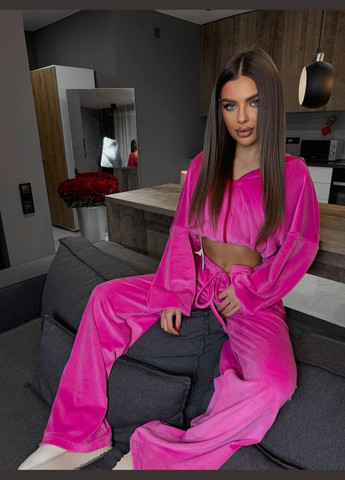 Велюровий жіночий костюм малинового кольору 31237 No Brand (361145343)