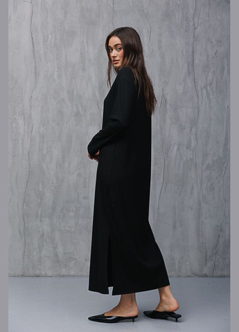 Черное трикотажное длинное платье Arjen