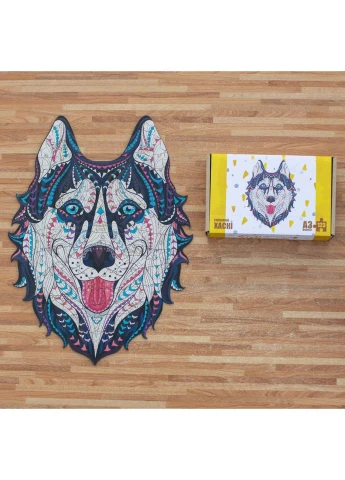 Фигурный деревянный пазл A3 "Снежный хаски" PuzA3-00902, 123 элемента PuzzleOK (396873545)