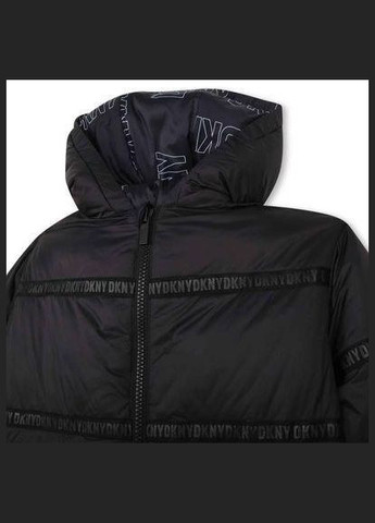 Черная куртка двухсторонняя, арт. 36687, черная/принт, размер: 8 лет, рост 126 см DKNY