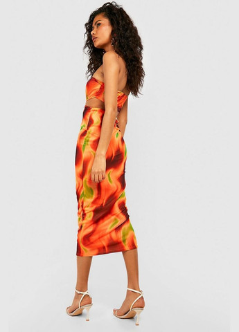Помаранчева повсякденний сукня Boohoo з абстрактним візерунком