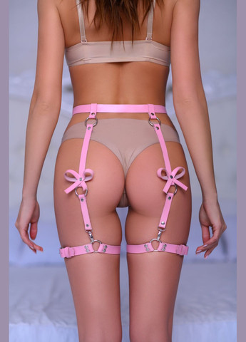 Натуральна шкіра рожеві гартери портупея з карабінами Needle 114r No Brand (294340151)