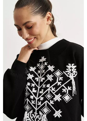 Черный свитшот с вышивкой «перлина» mkrm4289 Rica Mare (365807195)