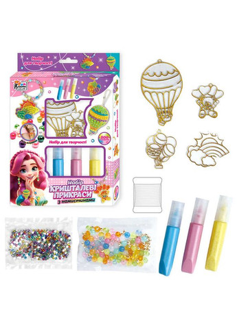 Кришталеві прикраси 54480, основи, вітражні фарби, каміння, намистини, в коробці (6945717412385) 4FUN Game Club (317163606)
