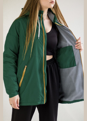 Зеленая куртка оверсайз на осень зеленая с капюшоном nadiupishou