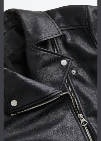 Чорна демісезонна куртка зі штучної шкіри H&M