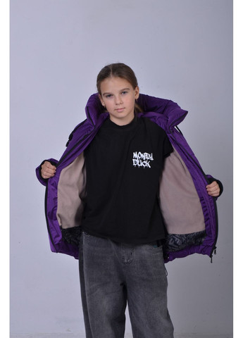 Фиолетовая зимняя куртка зимняя пуховик на флисе для девочки 10-15 лет теплая парка для подростков девушек зима 152 No Brand